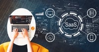 Most critical SaaS apps to secure image - computer with cloud SaaS graphic